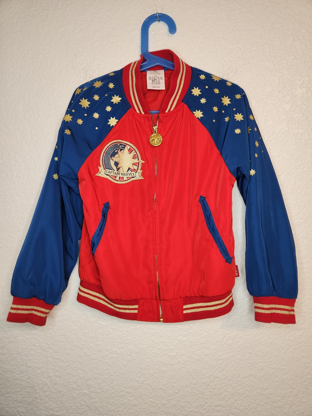 Captain Marvel Disney Comics Jacket Girls Full Zip Logo Red Blue Y2k size 5 6 - Picture 6 of 16